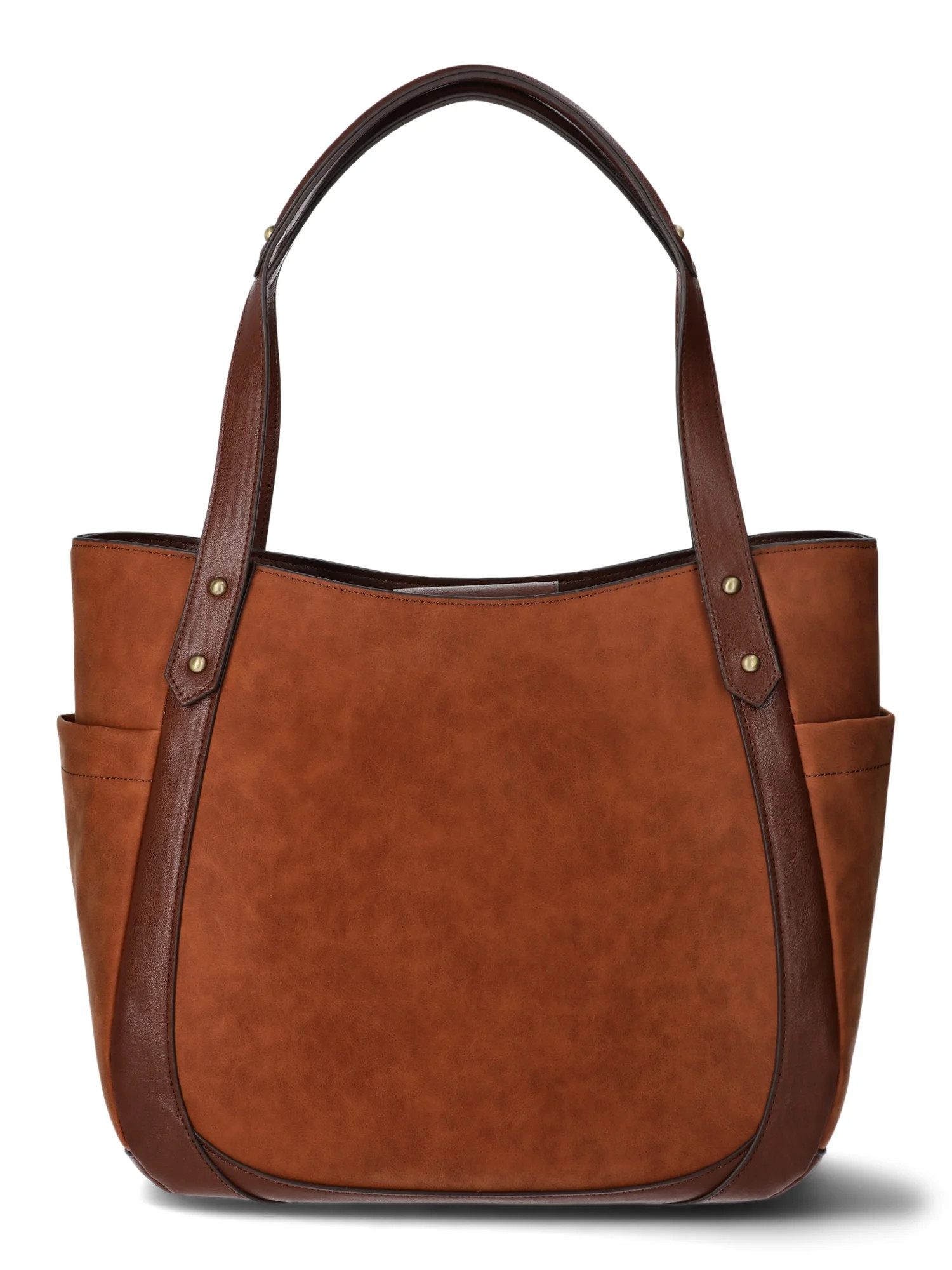 Time and Tru Women's Carla Tote Handbag, Cognac | Walmart (US)