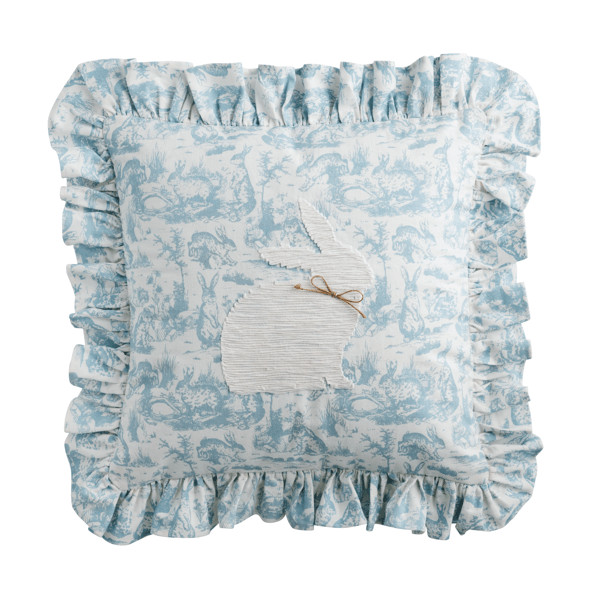 Square Toile Bunny Pillow | Mud Pie
