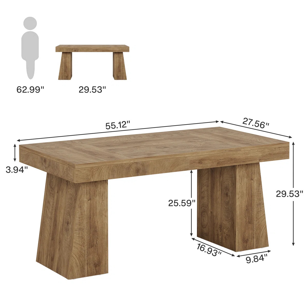 Wolbach 55 Inches Executive Desk with Double Trapezoid Base | Wayfair North America