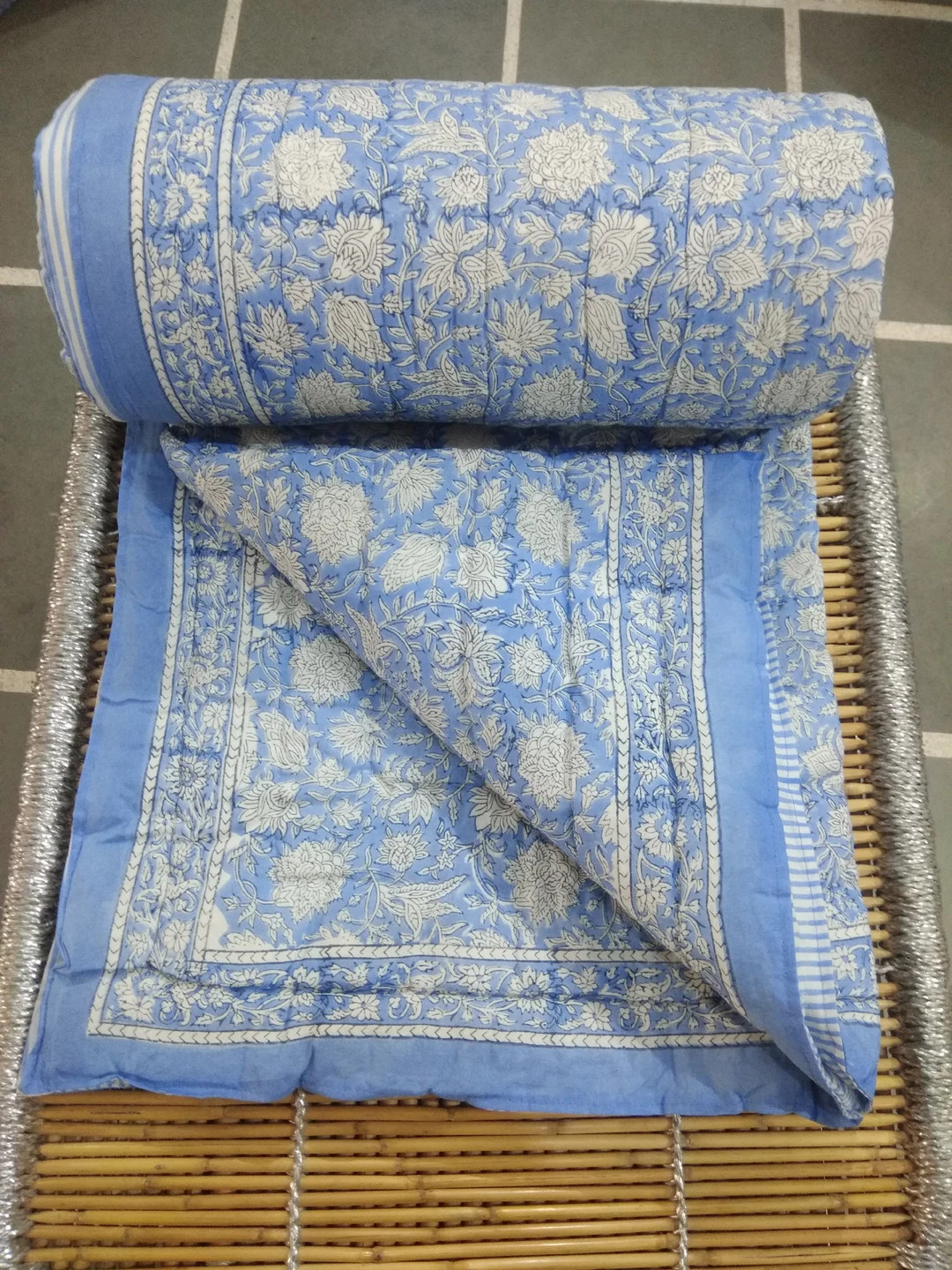 Jaipuri Hand Block Print Quilt Handmade Cotton Bedding Quilt - Etsy | Etsy (US)
