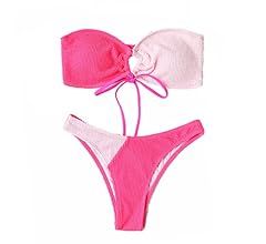 Meetall Cheeky High Cut Bandeau Bikini Sets for Women Swimsuits 2 Pieces | Amazon (US)