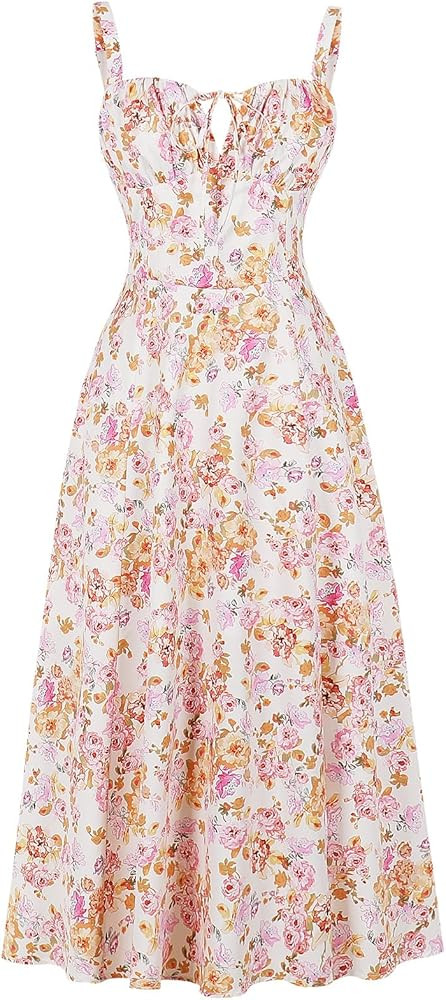 Women's Floral Corset Dress Formal Cocktail Dresses Going Out Casual Sundress Split Thigh Spaghet... | Amazon (US)