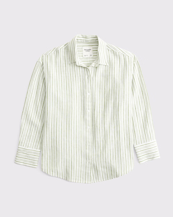 Women's Oversized Linen-Blend Shirt | Women's Tops | Abercrombie.com | Abercrombie & Fitch (US)