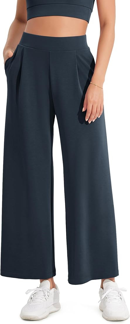 ODODOS Modal Soft Wide Leg Cropped Pants for Women High Waist Casual Relaxed Pants with Pockets-2... | Amazon (US)
