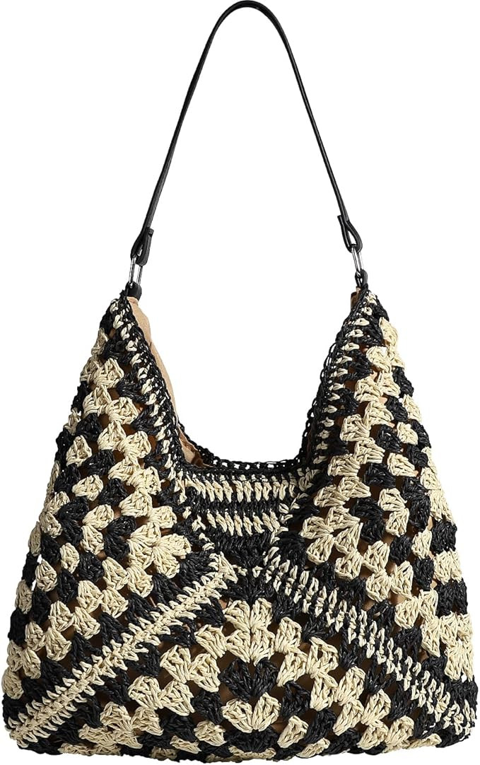 hatisan Straw Beach Bag for Women Summer Woven Beach Tote Bag Shoulder Handbags Boho Bag | Amazon (US)