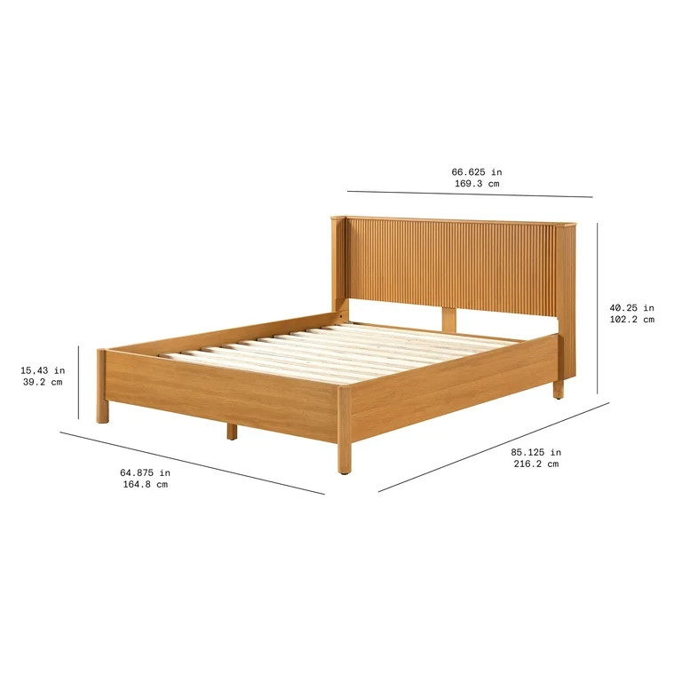Beautiful Wrap Me Up Fluted Queen Bed by Drew Barrymore, Warm Honey Finish | Walmart (US)