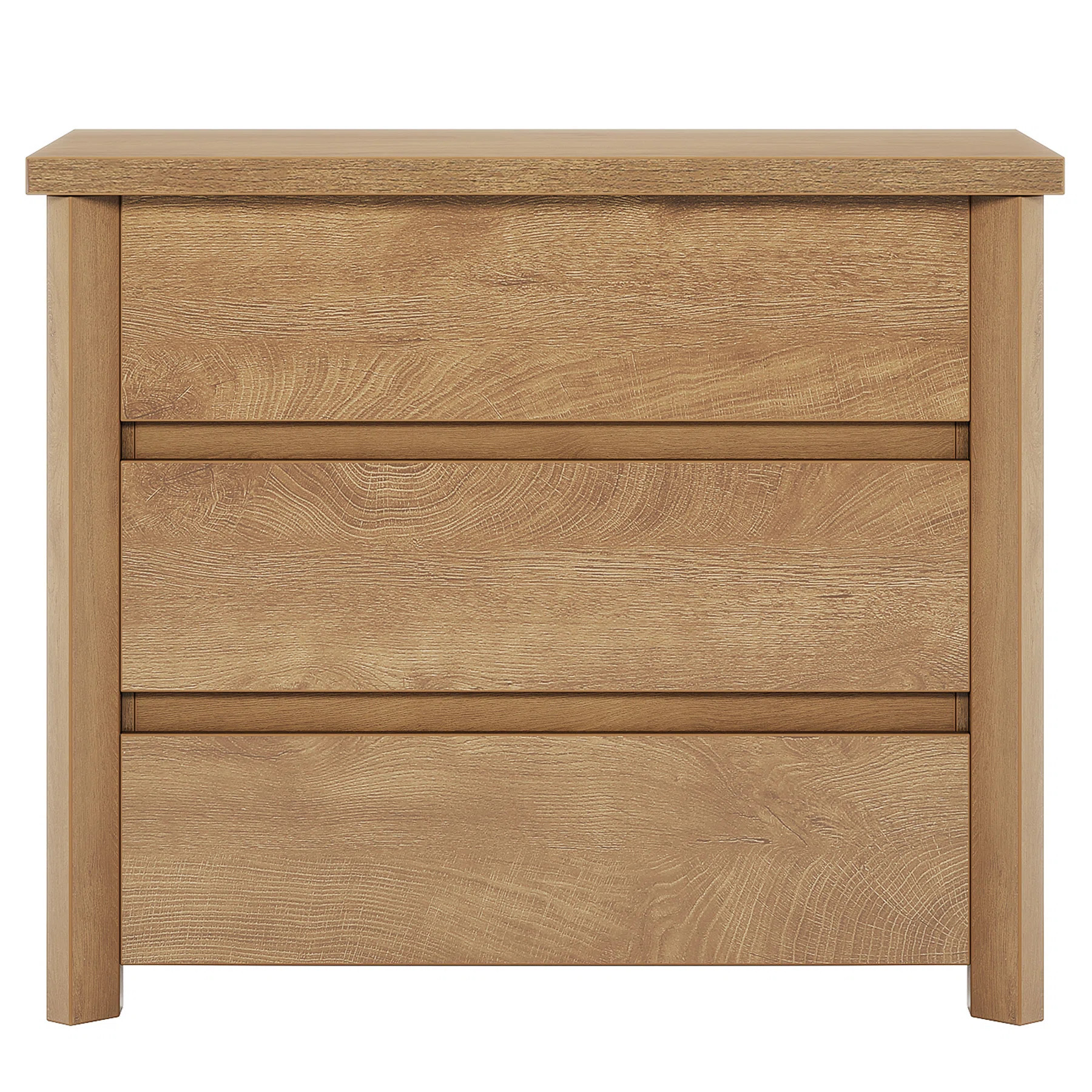 Nordic Style Nightstand With Light Oak Finish 3-Drawer Layout Multi-Functional Storage For Bedroo... | Wayfair North America