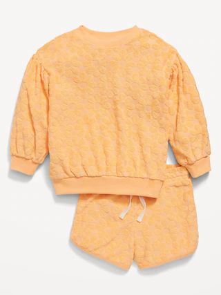 Long Puff-Sleeve Sweatshirt and Shorts Set for Toddler Girls | Old Navy (US)