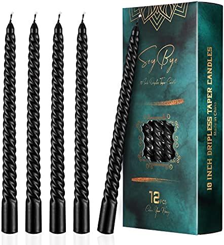 10 Inch Taper Candles, 12 Pack Tall Unscented Dripless Candles with Cotton Wicks Perfect for Dinner, | Amazon (US)