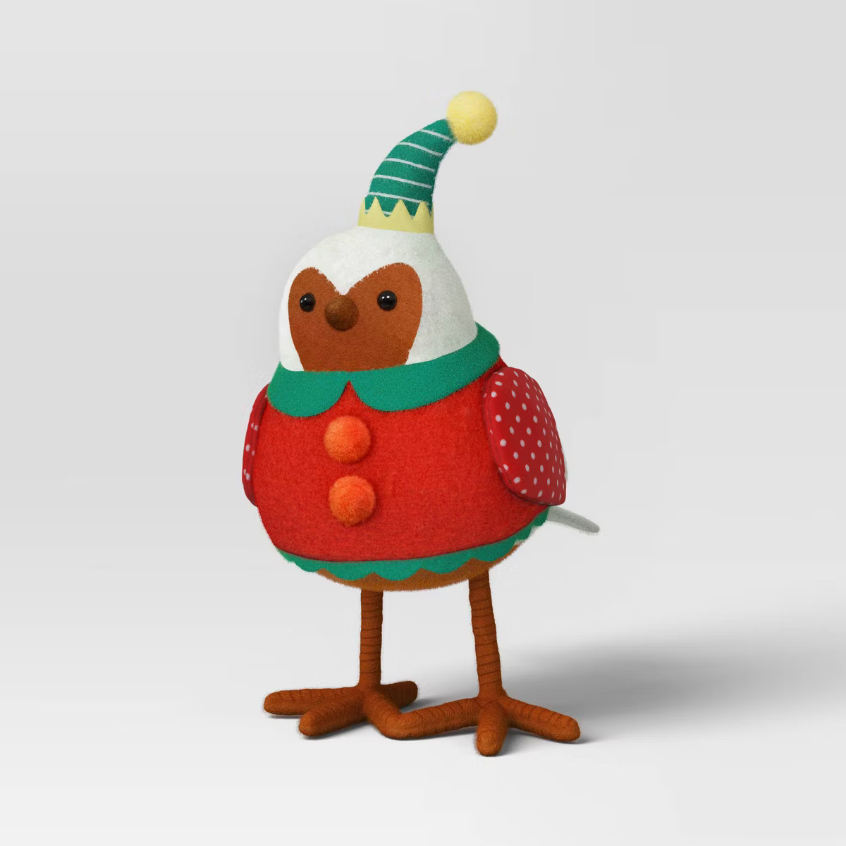 6.75" Featherly Friends Bird Dressed as Elf Fabric Christmas Figurine - Wondershop™ Brown/Red/G... | Target