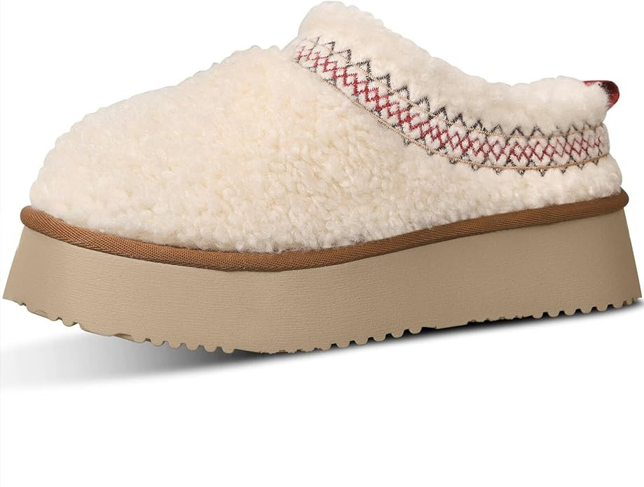 Women's Platform Braid Slippers Mini Boots Fuzzy House Slippers Fleece Lined Short Ankle Boots An... | Amazon (US)