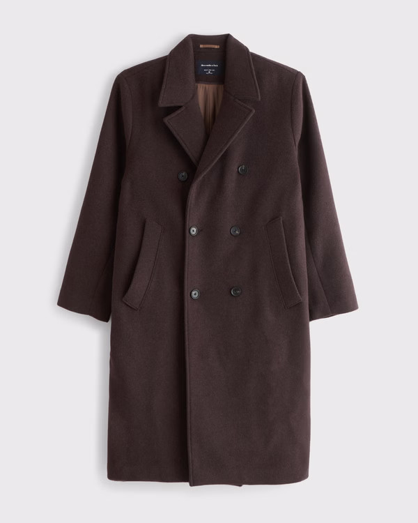 Wool-Blend Double-Breasted Coat | Abercrombie & Fitch (US)