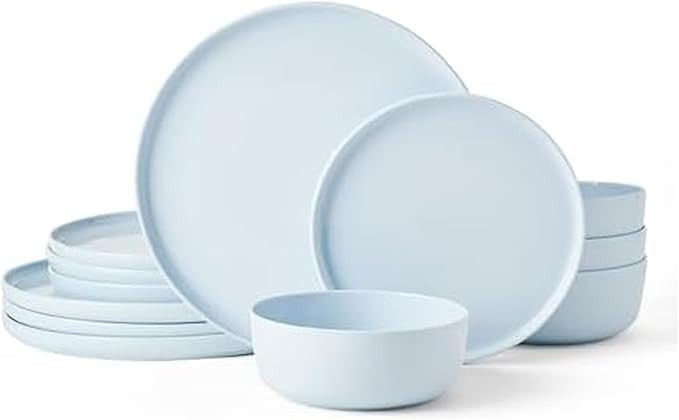 Mikasa Madison Misty Blue Bone China Dinnerware Set, 12-Piece Service for 4, Includes Dinner Plat... | Amazon (US)