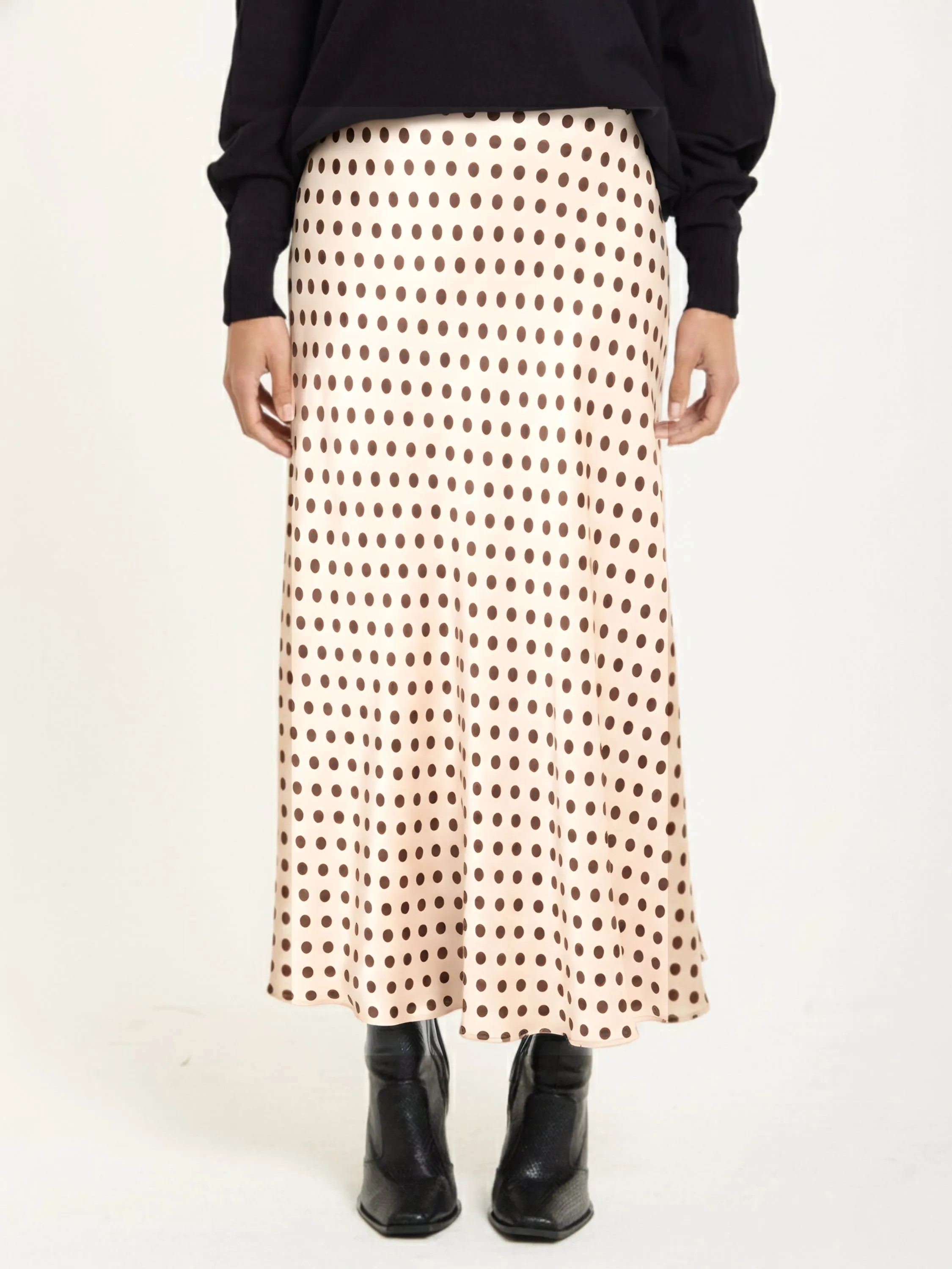 Beige Liquorish Polka Dot Satin Midi Skirt | Debenhams | Debenhams UK