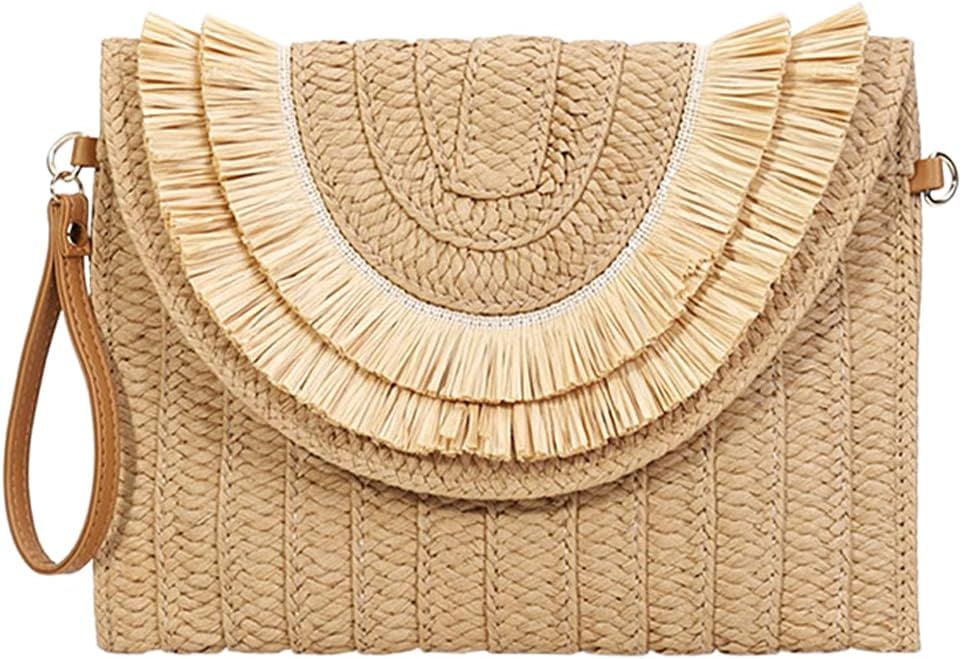 Straw Crossbody Bag for Women Summer Beach Envelope Purse | Amazon (US)