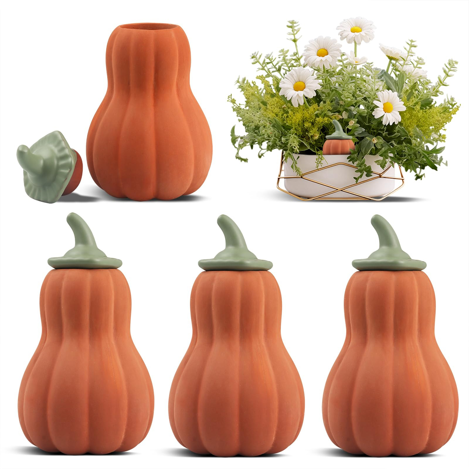 4 Pack Terracotta Watering Spikes Large Clay Watering Globes Automatic Waterer for Self Water Plant Insert While on Vacation | Amazon (US)