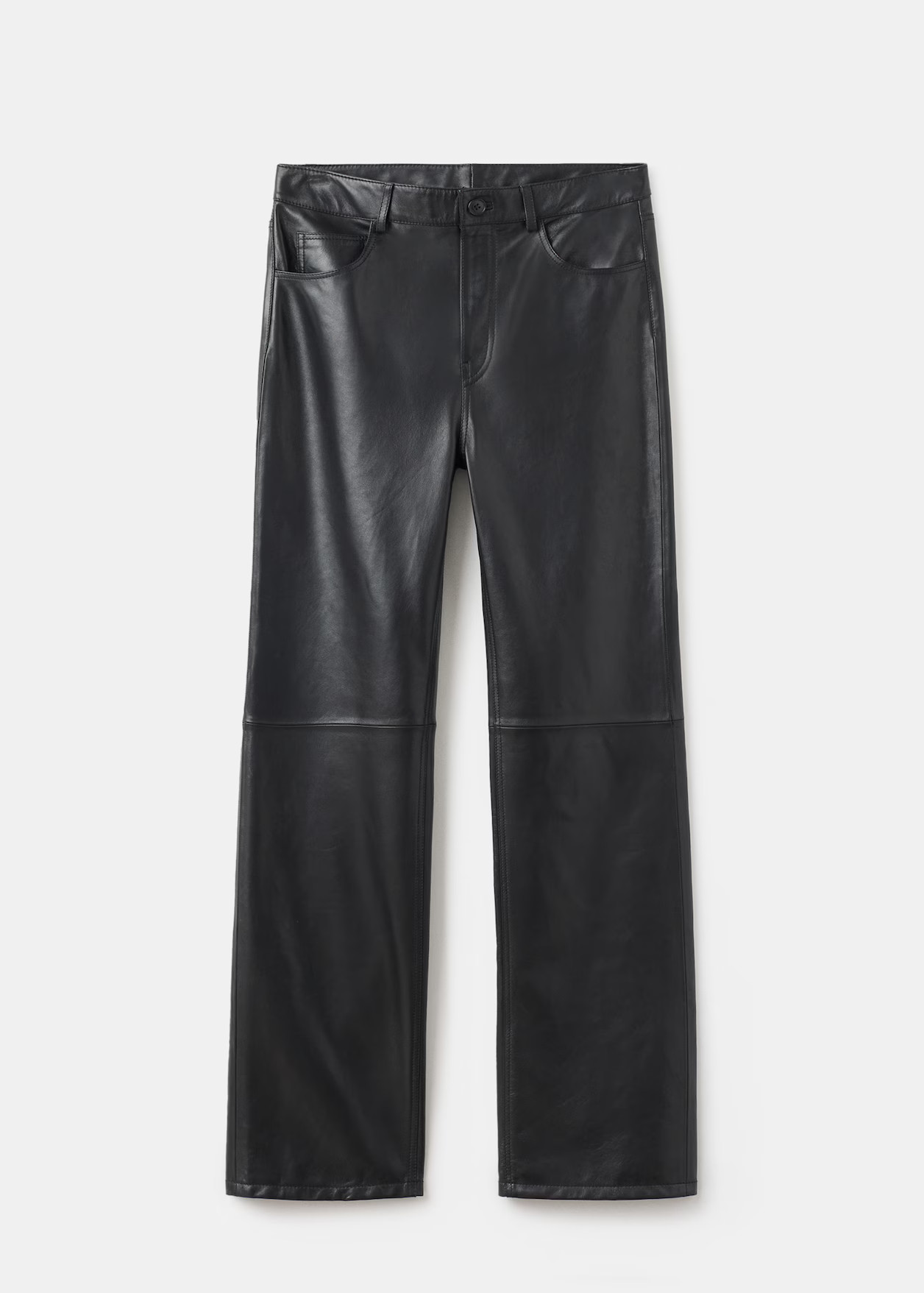 100% leather straight-leg trousers - Women | MANGO Netherlands | MANGO (UK)