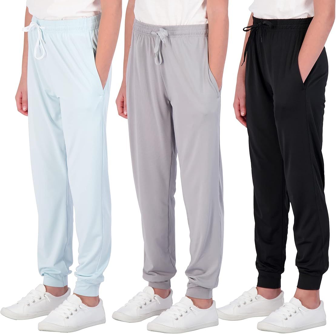 3 Pack: Girls' Dry-Fit Joggers Soft Athletic Performance Casual Sweatpants(Ages 7-16) | Amazon (US)