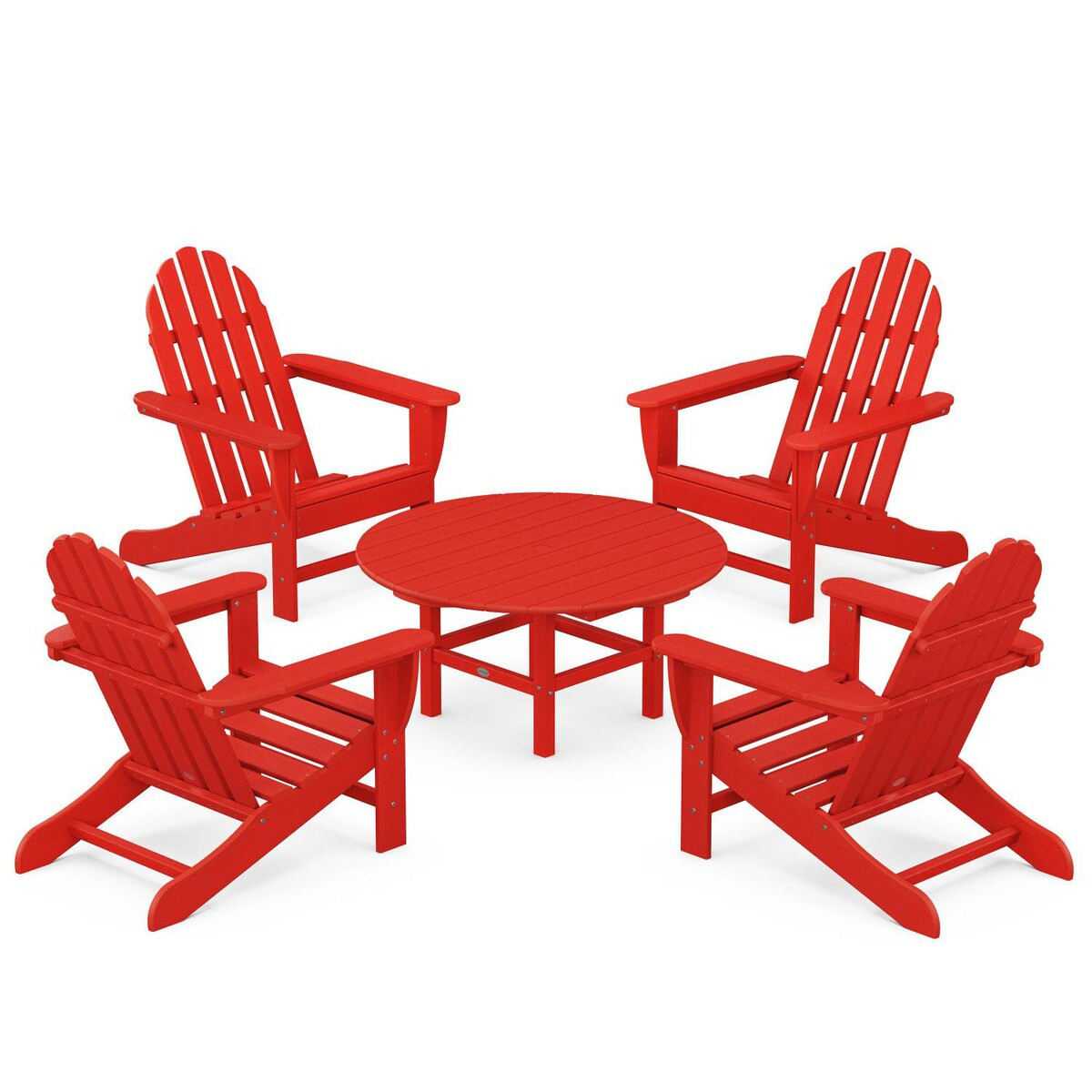 POLYWOOD Classic Adirondack 5 Pc Recycled Plastic Seating Set in Sunset Red by - PWS704-1-SR | BBQ Guys