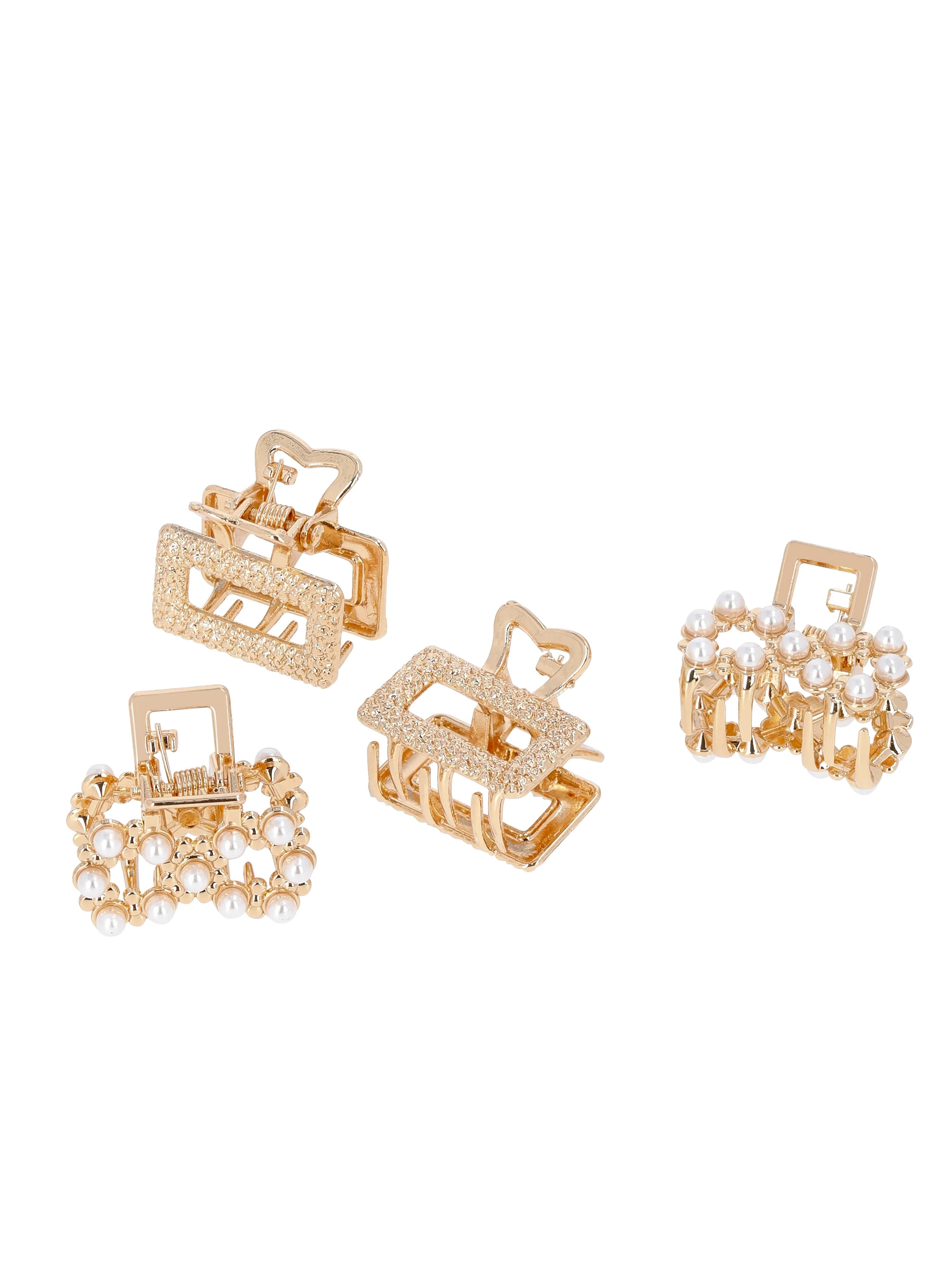 Time and Tru Women's Embellished Mini Hair Claw Clips, 4-Pack, Gold-Tone | Walmart (US)