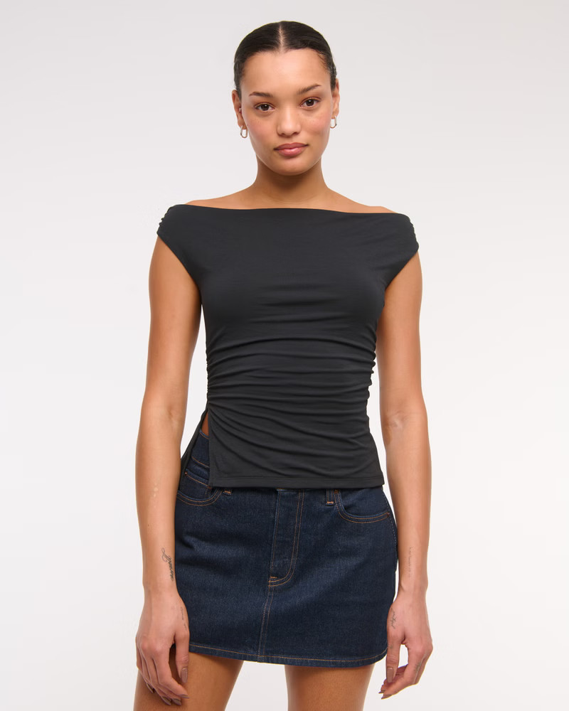 Women's Draped Off-The-Shoulder Top | Women's Tops | Abercrombie.com | Abercrombie & Fitch (US)