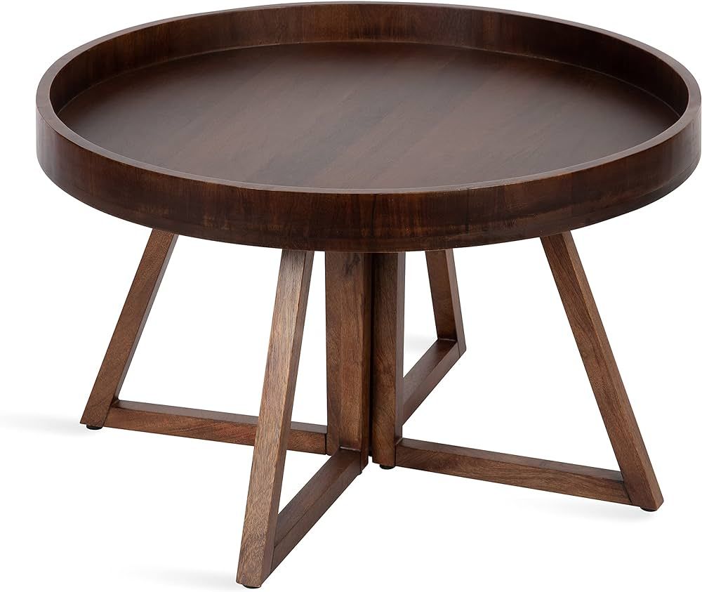 Kate and Laurel Avery Round Wood Coffee Table, 30" Diameter, Walnut Brown | Amazon (US)