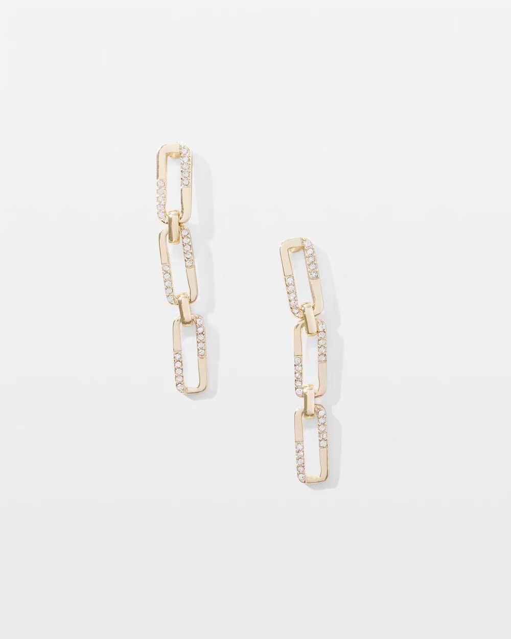 Gold Pave Chain Link Drop Earrings | White House Black Market