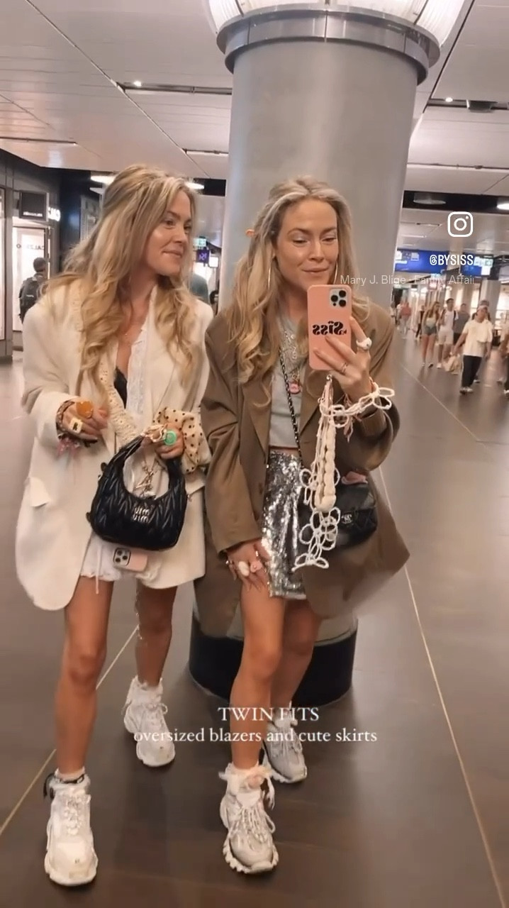 Oversized blazers and à white lace twinset for one of us twins and a sequin mini skirt and cropped tee for the other twin. 💕💕

#LTKVideo #LTKStyleTip #LTKU