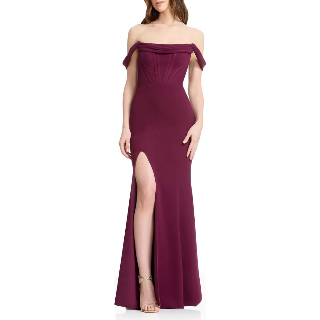 Dress the Population Melania Off the Shoulder Gown in Dark Cherry at Nordstrom, Size Xx-Small | Nordstrom