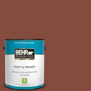 BEHR PREMIUM PLUS 1 gal. #S160-7 Red Chipotle Satin Enamel Low Odor Interior Paint & Primer 73000... | The Home Depot