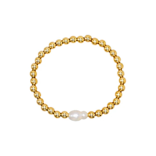 Pearl X Beaded Ball Stretch Bracelet | Adina Eden
