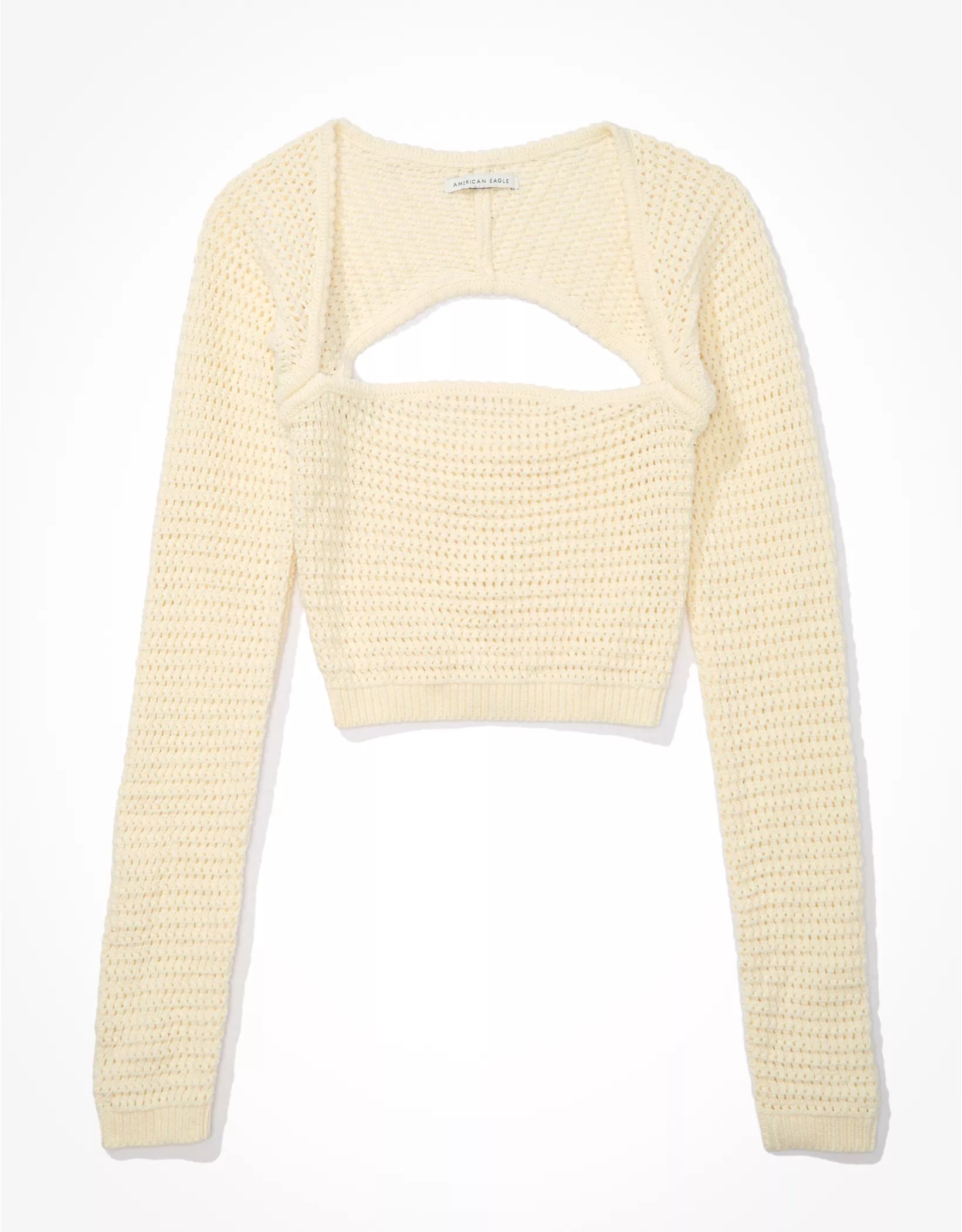AE Long-Sleeve Square Neck Knit Sweater | American Eagle Outfitters (US & CA)