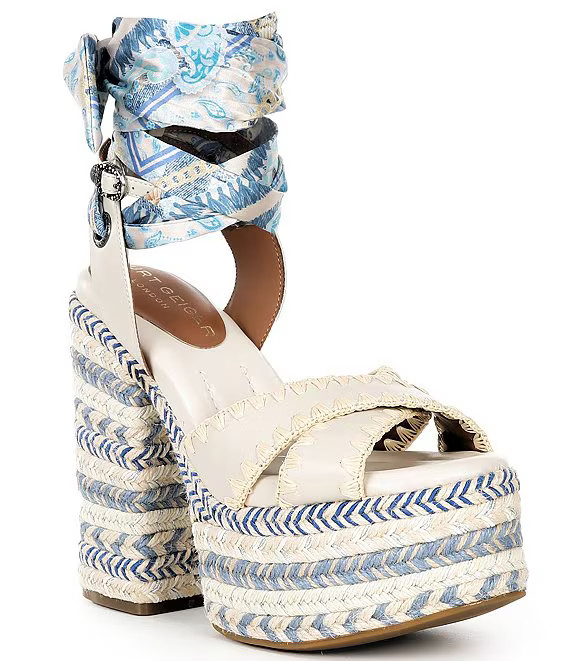 Chelsea Leather Scarf Wrap Bow Detail Platform Espadrille Sandals | Dillard's