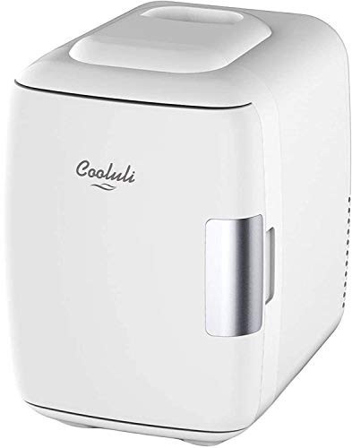 Cooluli Mini Fridge for Bedroom - Car, Office Desk & Dorm Room - Portable 4L/6 Can Electric Plug In Cooler & Warmer for Food, Drinks, Skincare Beauty & Makeup - 12v AC/DC & Exclusive USB Option, White | Amazon (US)