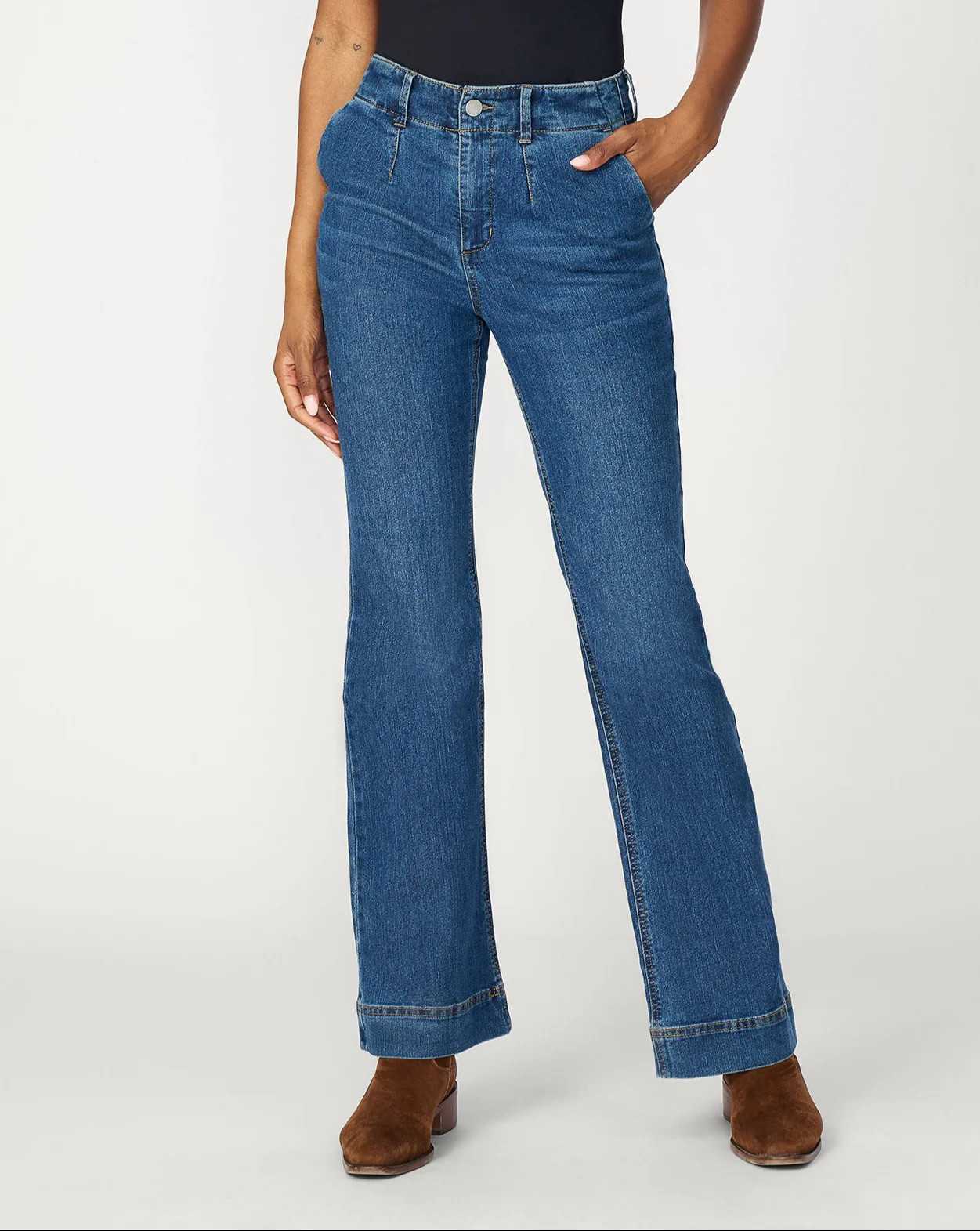 Cable & Gauge High Rise Retro Flare Jean, Deep Dark Wash | Cable & Gauge
