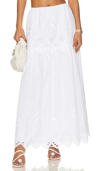 Francesca Eyelet Maxi Skirt in White | Revolve Clothing (Global)