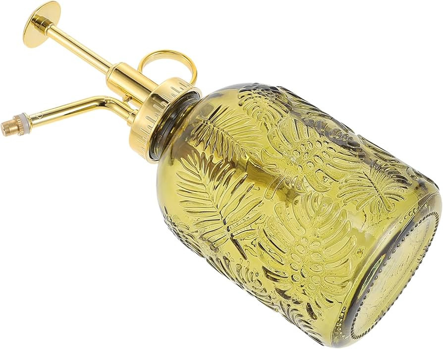 350ml Glass Plant Mister with Monstera Leaf Pattern, Olive and Gold Pump Spray Bottle for Indoor ... | Amazon (US)