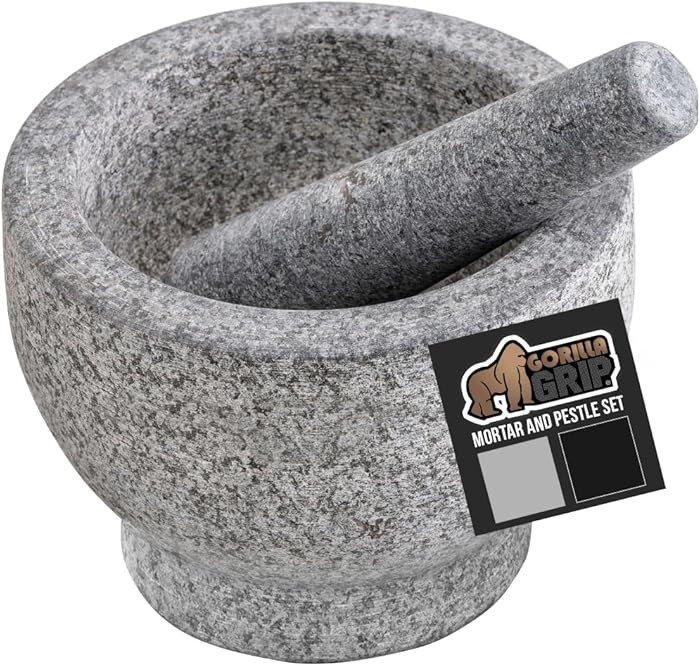 GORILLA GRIP Heavy Duty Mortar and Pestle Set with Slip Resistant Base, 100% Granite Stone Molcaj... | Amazon (US)