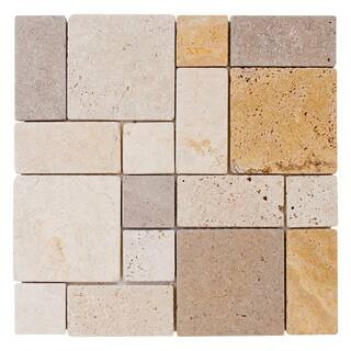 Jeffrey Court Brick Medley Beige 11.875 in. x 11.875 in. Honed Travertine Wall and Floor Mosaic T... | The Home Depot