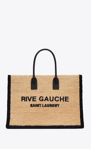 rive gauche tote bag in raffia and leather | Saint Laurent Inc. (Global)