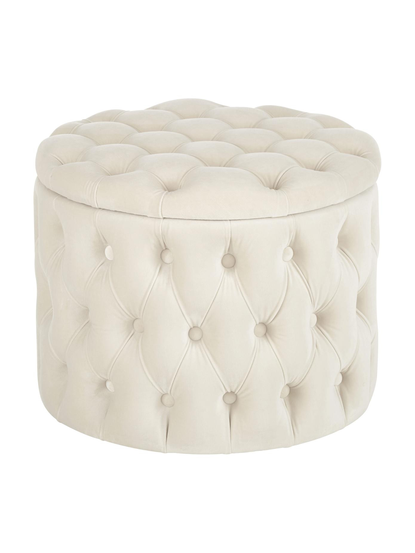 Pouf coffre en velours blanc crème Chiara | WestwingNow | WestwingNow EU