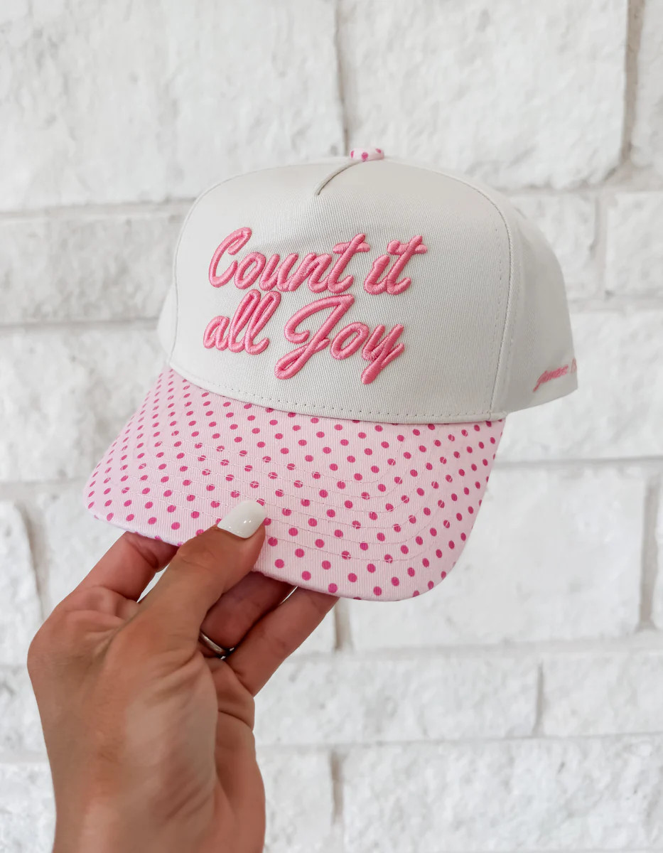 Count it all joy pink polkadot hat ￼ | CK Squared Boutique