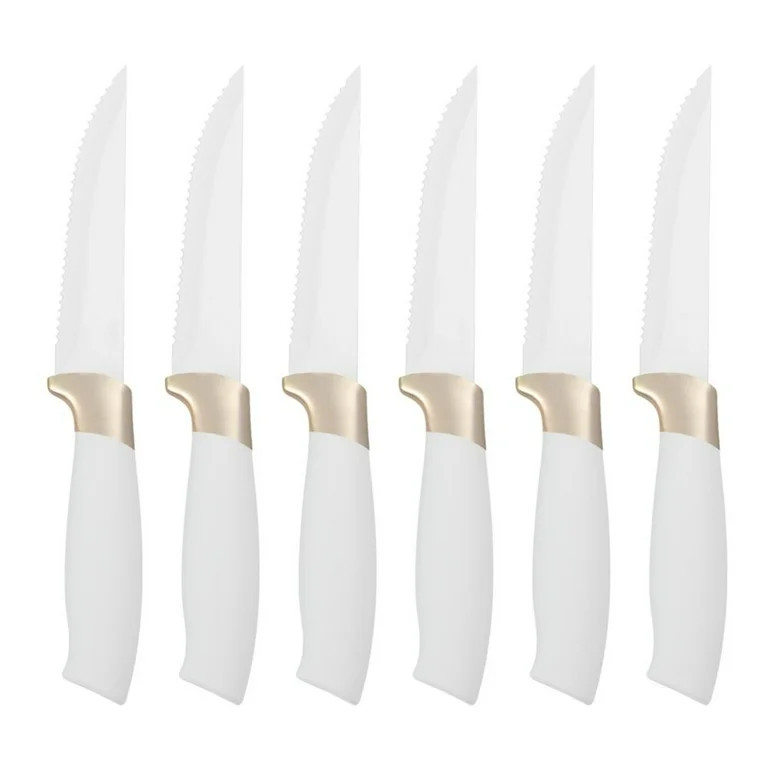 Beautiful 12 Piece Stainless Steel Knife Block Set, Soft-Grip Handles White Icing by Drew Barrymo... | Walmart (US)