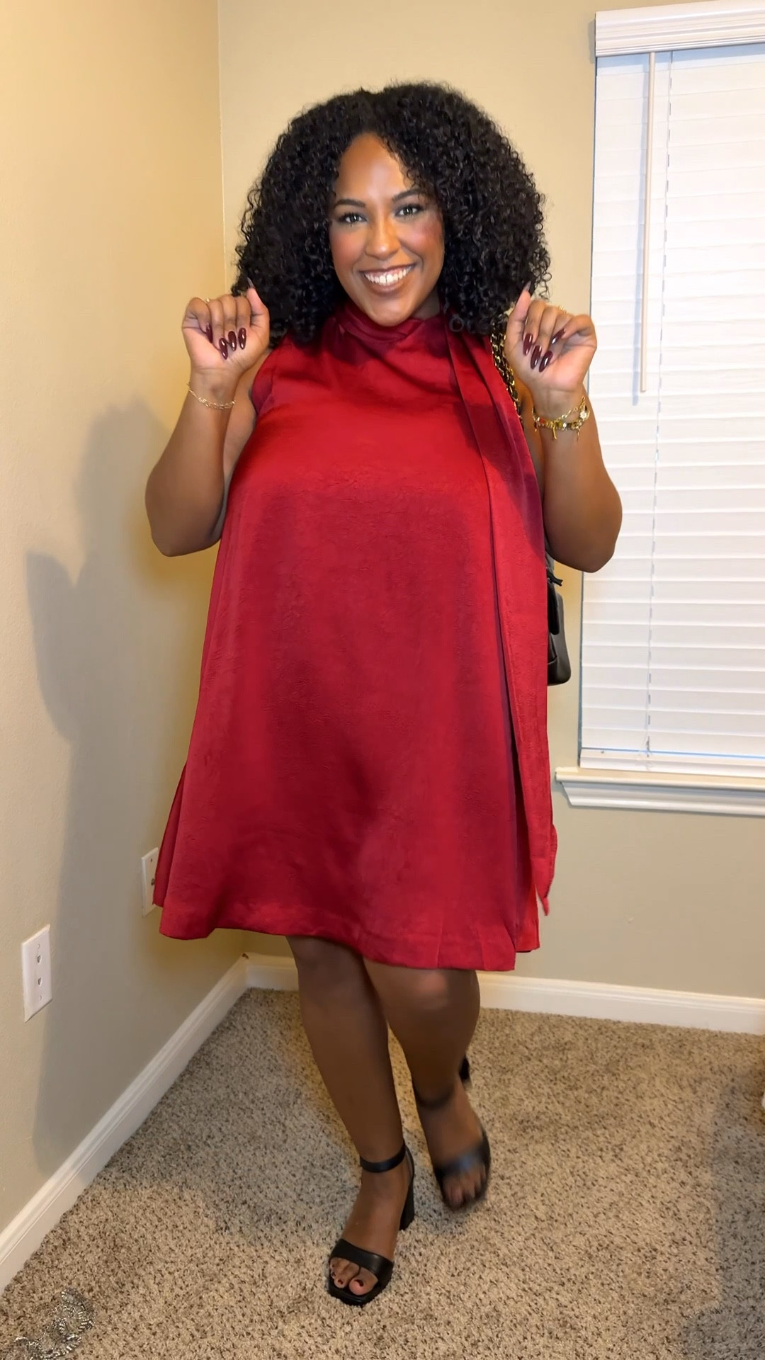 Get ready with me for another media event. I’m obsessing over this red satin dress from H&M. It’s perfect for your holiday events.