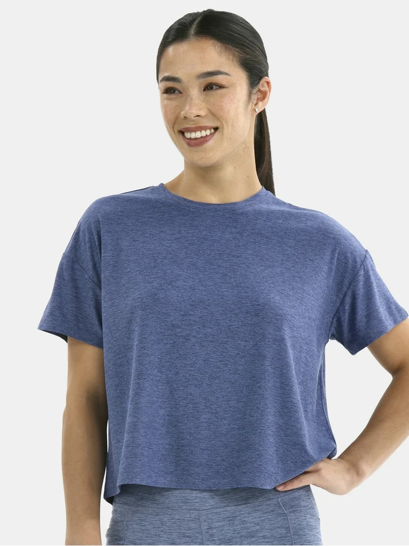 Athletic Works Women's ButterCore Cropped Tee with Short Sleeves, Sizes XS-XXXL | Walmart (US)