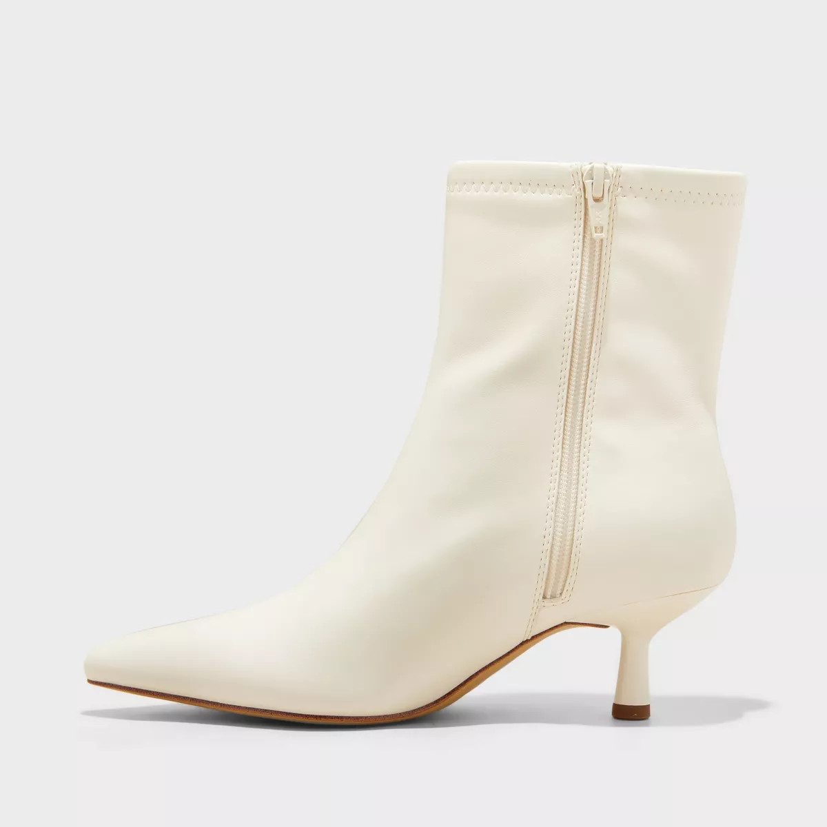 Women's Lonnie Kitten Heel Stretch Ankle Boots - A New Day™ White 9 | Target