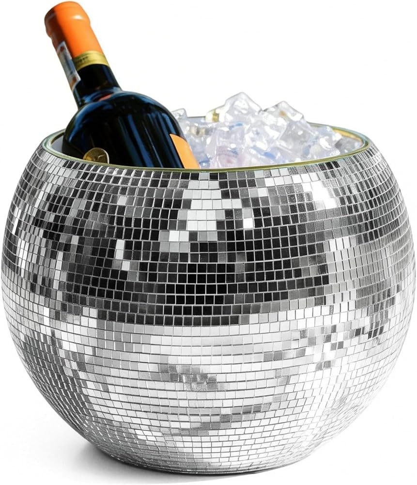 9.8 Inch Disco Ice Bucket - Disco Ball Theme Party Decorations for Cocktail Bar, Mirror Silver Di... | Amazon (US)