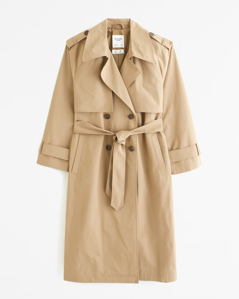 Abercrombie & Fitch Women's Classic Long Trench Coat in Brown - Size XL | Abercrombie & Fitch (US)
