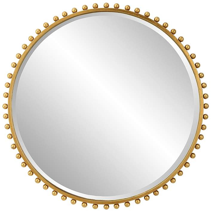 Uttermost Taza Gold Leaf Iron 32" Round Wall Mirror - #301H1 | Lamps Plus | Lamps Plus