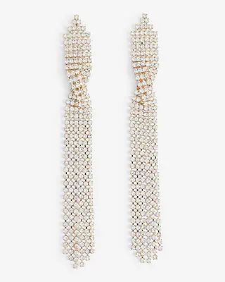 Rhinestone Twist Fringe Drop Earrings | Express